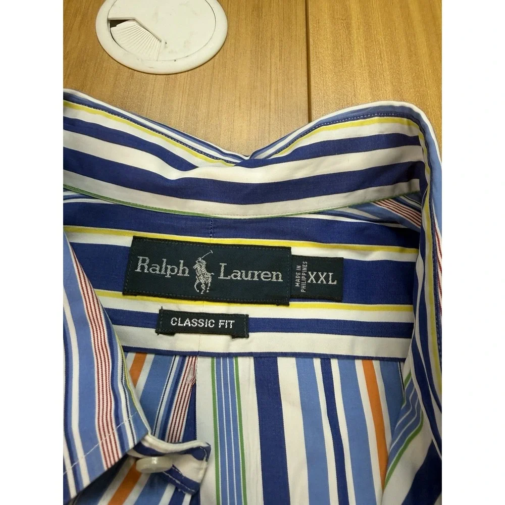 Men's Ralph Lauren Classic Fit XXL Multicolor Stripe Button Front Shirt